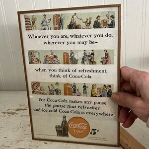 1948 copper framed Coca Cola ad print custom